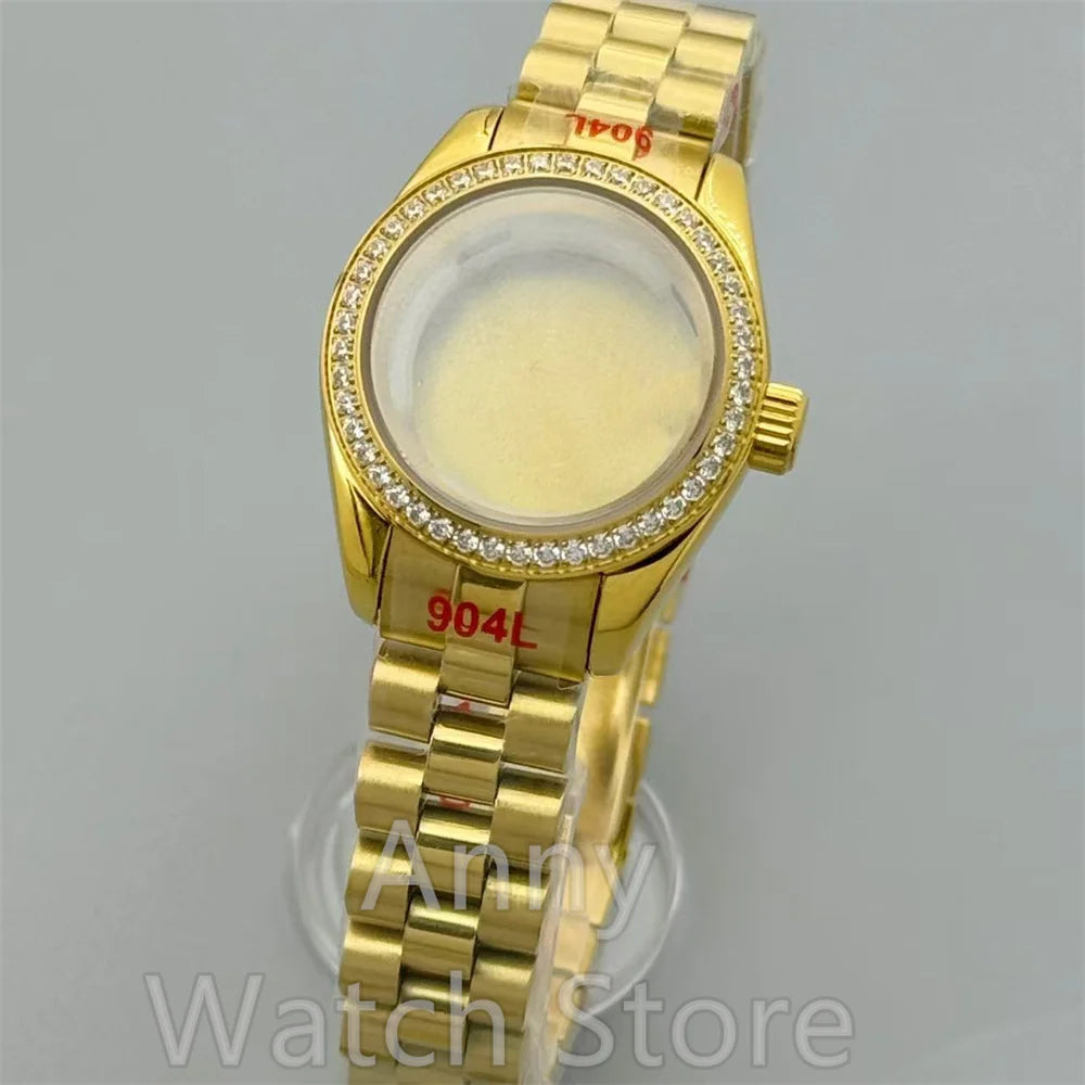 28mm Diamond Silver Gold Rose Watch Case Bracelet 10Bar Waterproof For Lady's NH05 NH06 Movement Watch Accessorise Parts