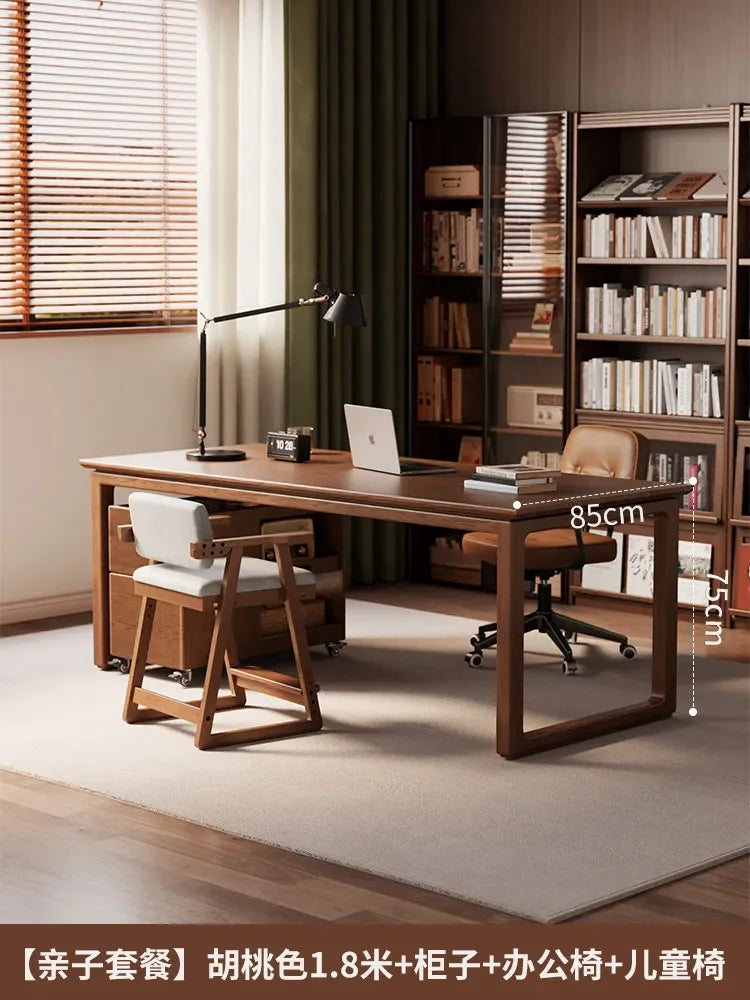 W5.19 Solid Wood Desk Study Room to Living Room Double Office Desk Workbench Home Desk