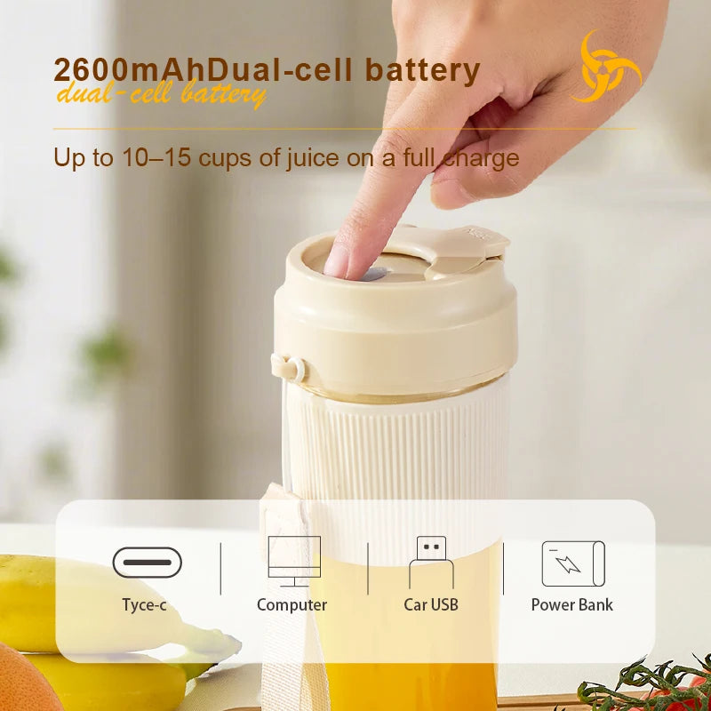 Portable electric juice cup, mini personal blender, suitable for smoothies and fresh juice, suitable for outdoor/camping/gifting