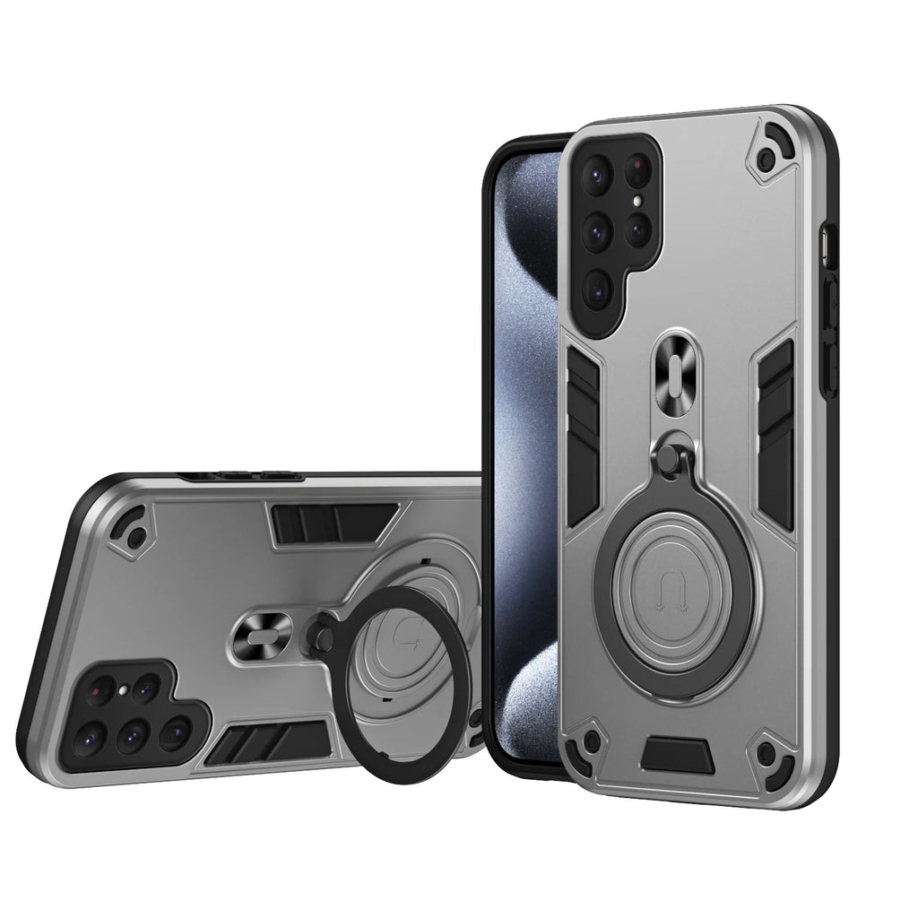 New 360 ° Rotating Metal Car Bracket Ring Reverse Magsafe Magnetic Armor Phone Case For Samsung Galaxy S25 S24 Ultra S23 FE