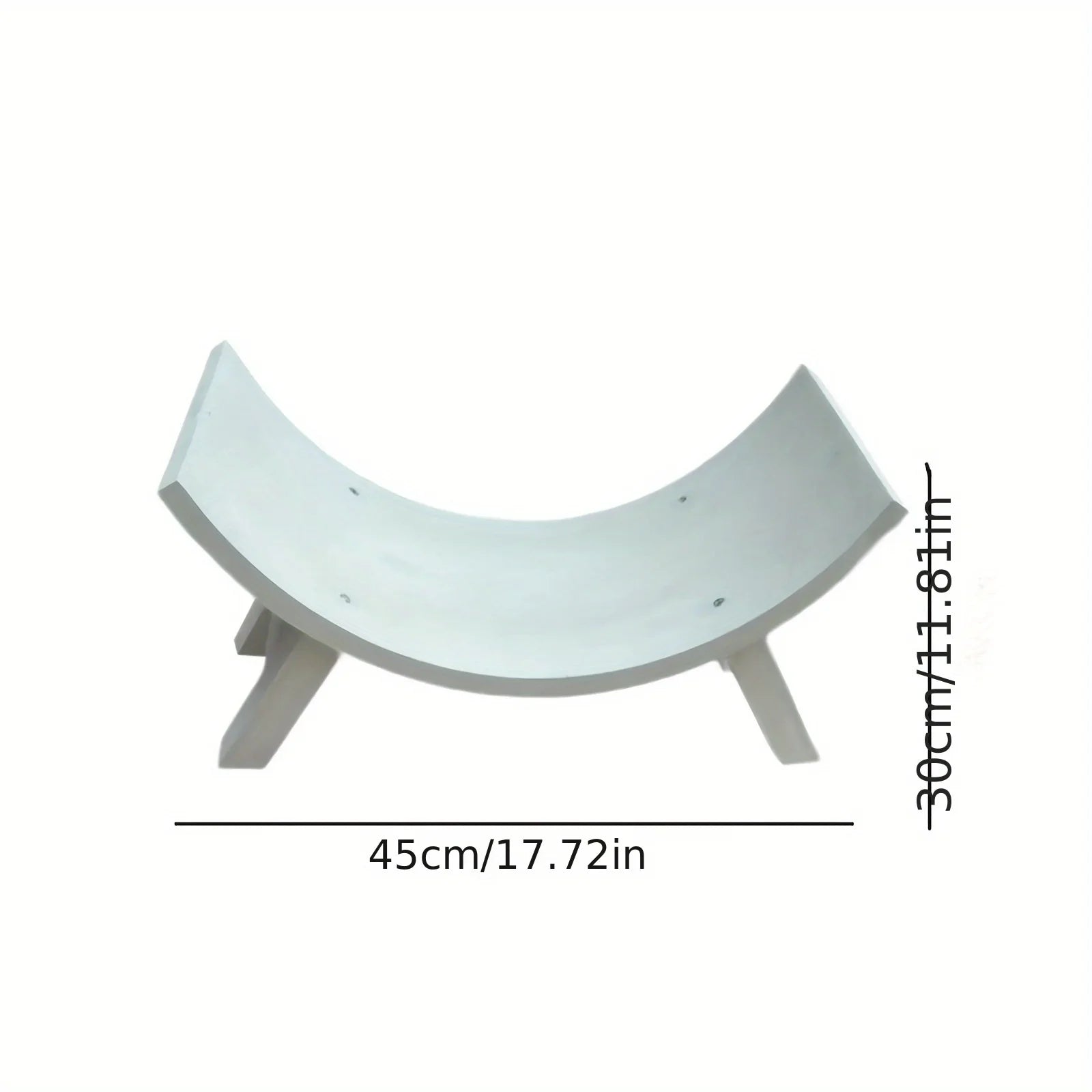 Chic U-Shaped Wooden Stool, Distressed White Solid Wood, Half-Round Photography Prop & Posture Corrector