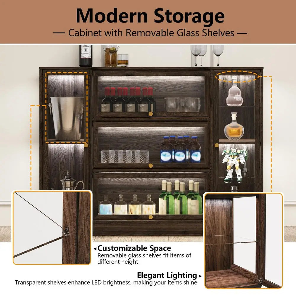 Cabinet with Acrylic Glass Doors,Extra Wide Curio Cabinet with LED Lighting for Collectibles, Collectibles Toy Organizers Rack