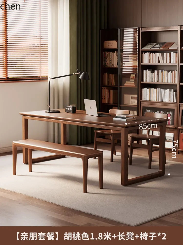 W5.19 Solid Wood Desk Study Room to Living Room Double Office Desk Workbench Home Desk