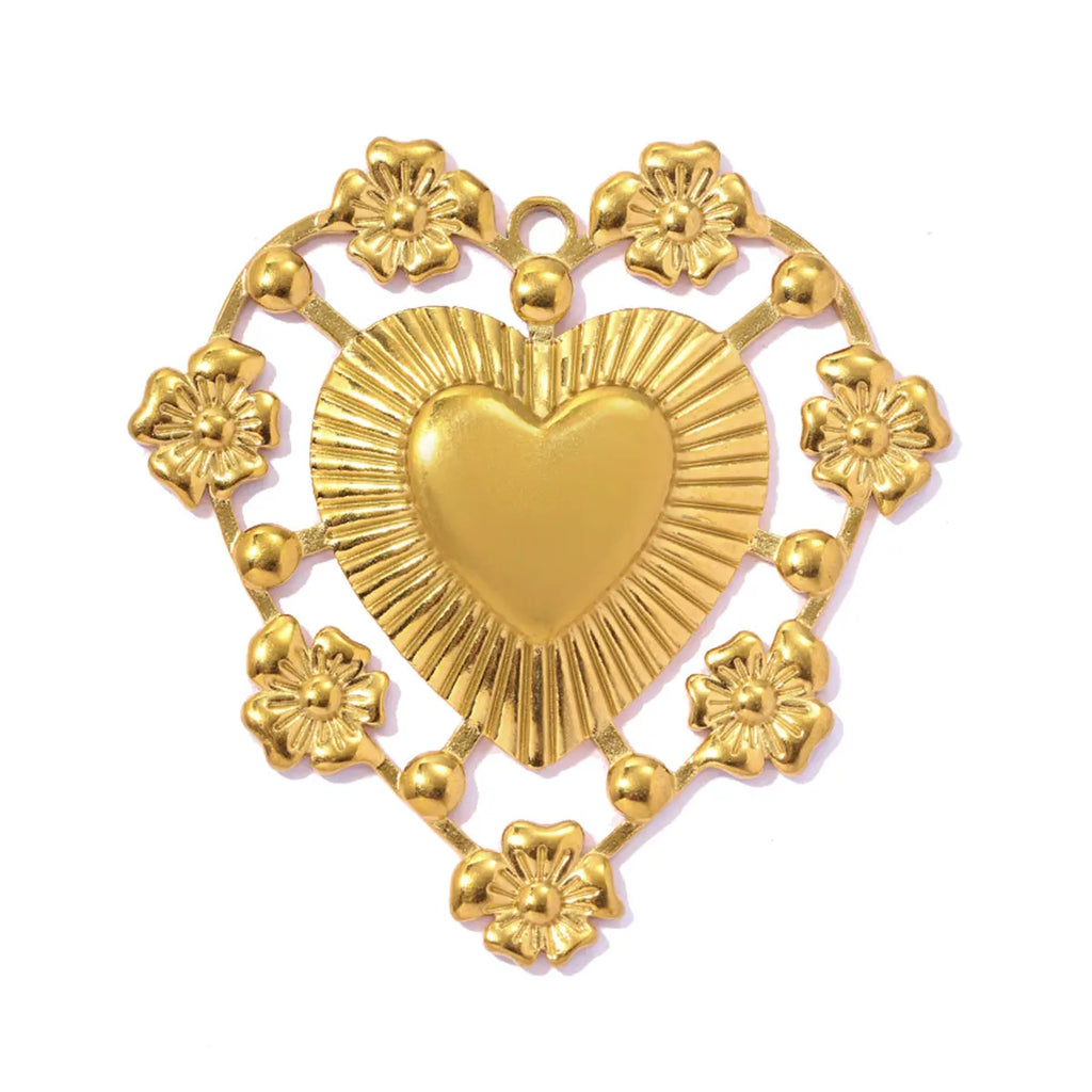 3Pcs/Lot Stainless Steel Flower Sun Charms Gold Color Pendant For DIY Making Earrings Necklace Fashion Accessories Wholesale