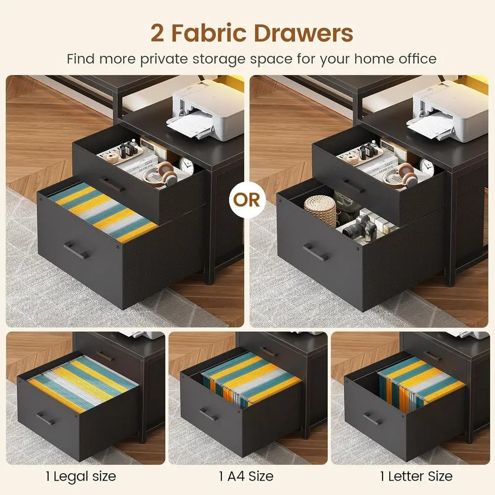 78.7 L-Shaped Gaming Desk with Drawers, Power Outlet, LED Light, Storage Shelves, and Display Cabinet for Home Office or Gaming