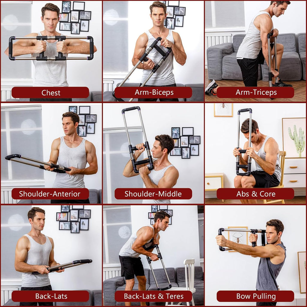 Push down Bar, Chest Exerciser at Home Workout Equipment | Upper Body Strength Trainer for Chest, Arm, Shoulder, Back and Abs, Home Fitness Equipment