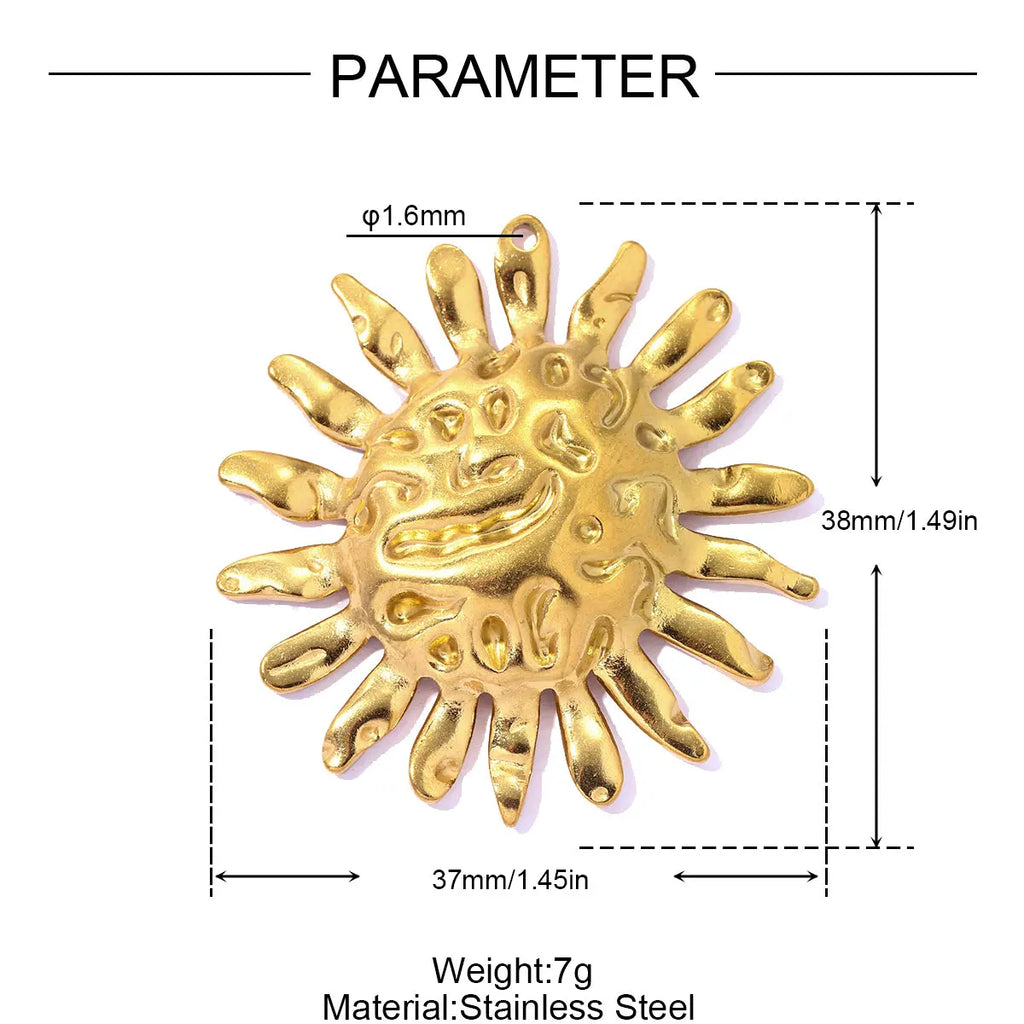 3Pcs/Lot Stainless Steel Flower Sun Charms Gold Color Pendant For DIY Making Earrings Necklace Fashion Accessories Wholesale