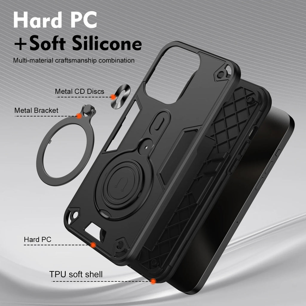 New 360 ° Rotating Metal Car Bracket Ring Reverse Magsafe Magnetic Armor Phone Case For Samsung Galaxy S25 S24 Ultra S23 FE