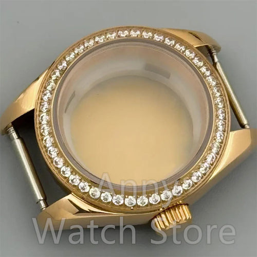 28mm Diamond Silver Gold Rose Watch Case Bracelet 10Bar Waterproof For Lady's NH05 NH06 Movement Watch Accessorise Parts