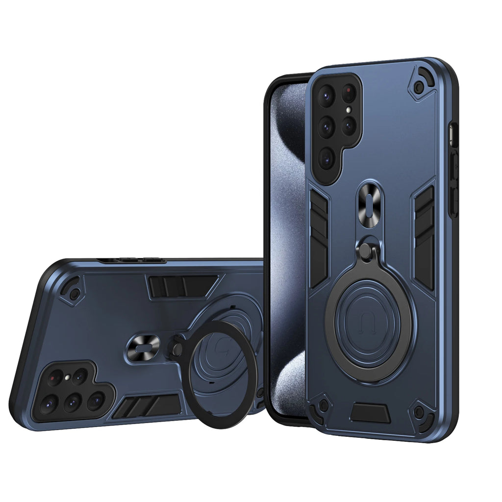 New 360 ° Rotating Metal Car Bracket Ring Reverse Magsafe Magnetic Armor Phone Case For Samsung Galaxy S25 S24 Ultra S23 FE