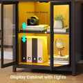78.7 L-Shaped Gaming Desk with Drawers, Power Outlet, LED Light, Storage Shelves, and Display Cabinet for Home Office or Gaming