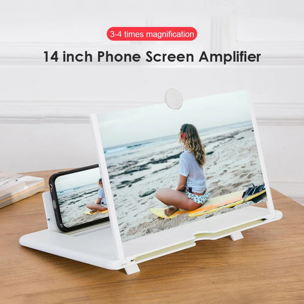 14'' 3D HD Cell Phone Screen Amplifier Folding Mobile Phone Magnifying Glass HD Projector Screen Enlarge Magnifier Phone Holder