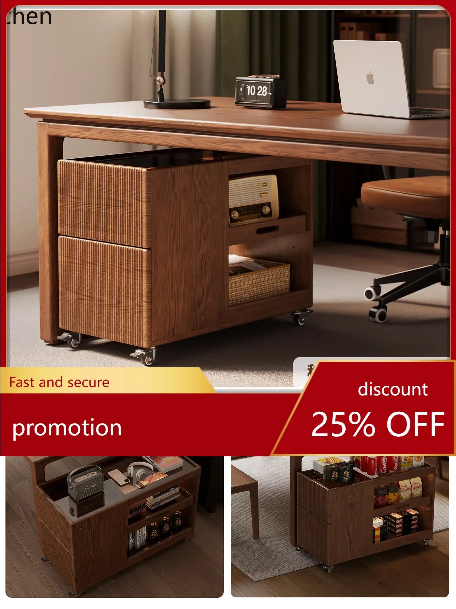 W5.19 Solid Wood Desk Study Room to Living Room Double Office Desk Workbench Home Desk