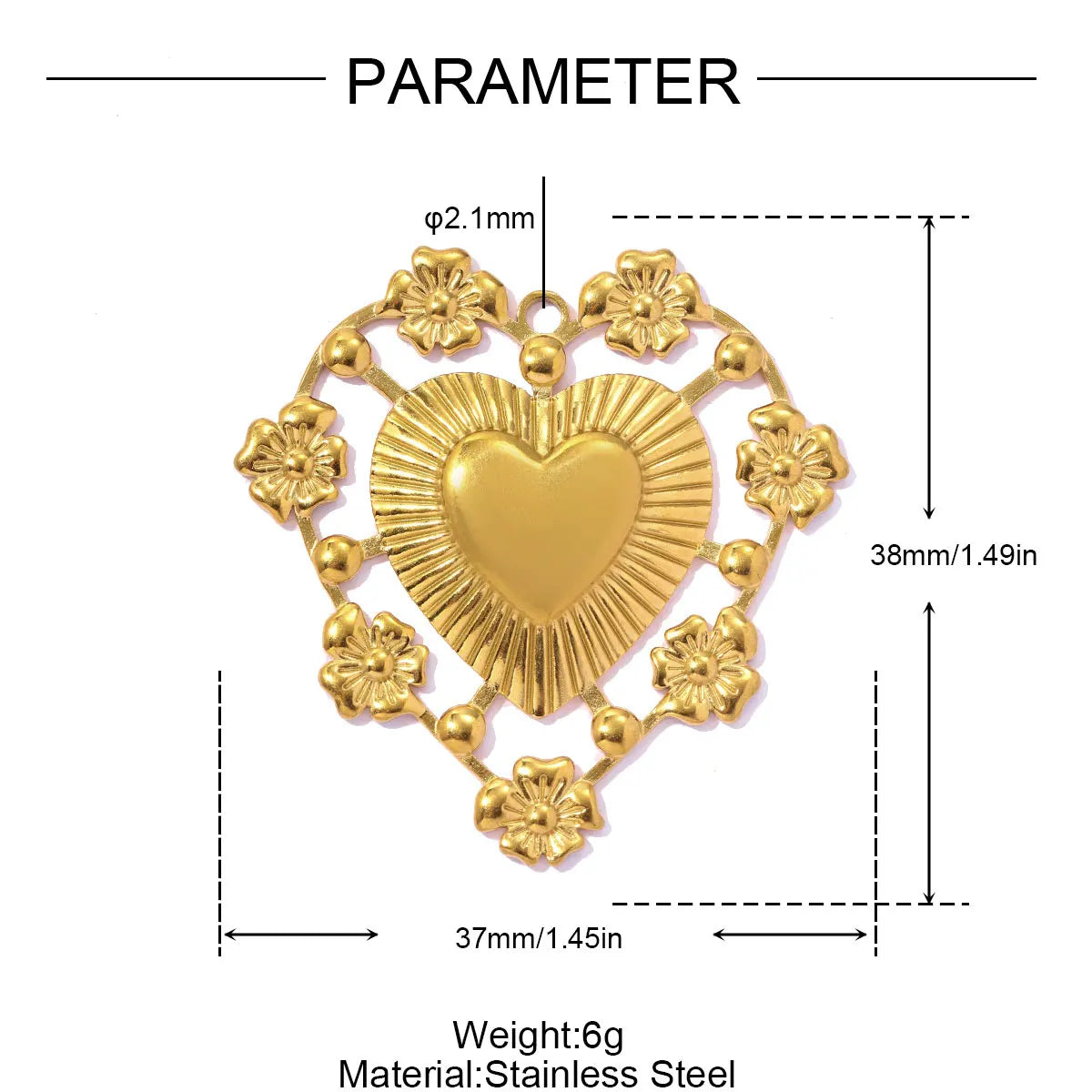 3Pcs/Lot Stainless Steel Flower Sun Charms Gold Color Pendant For DIY Making Earrings Necklace Fashion Accessories Wholesale