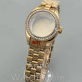 28mm Diamond Silver Gold Rose Watch Case Bracelet 10Bar Waterproof For Lady's NH05 NH06 Movement Watch Accessorise Parts
