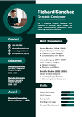 A dark green and white resume/CV template