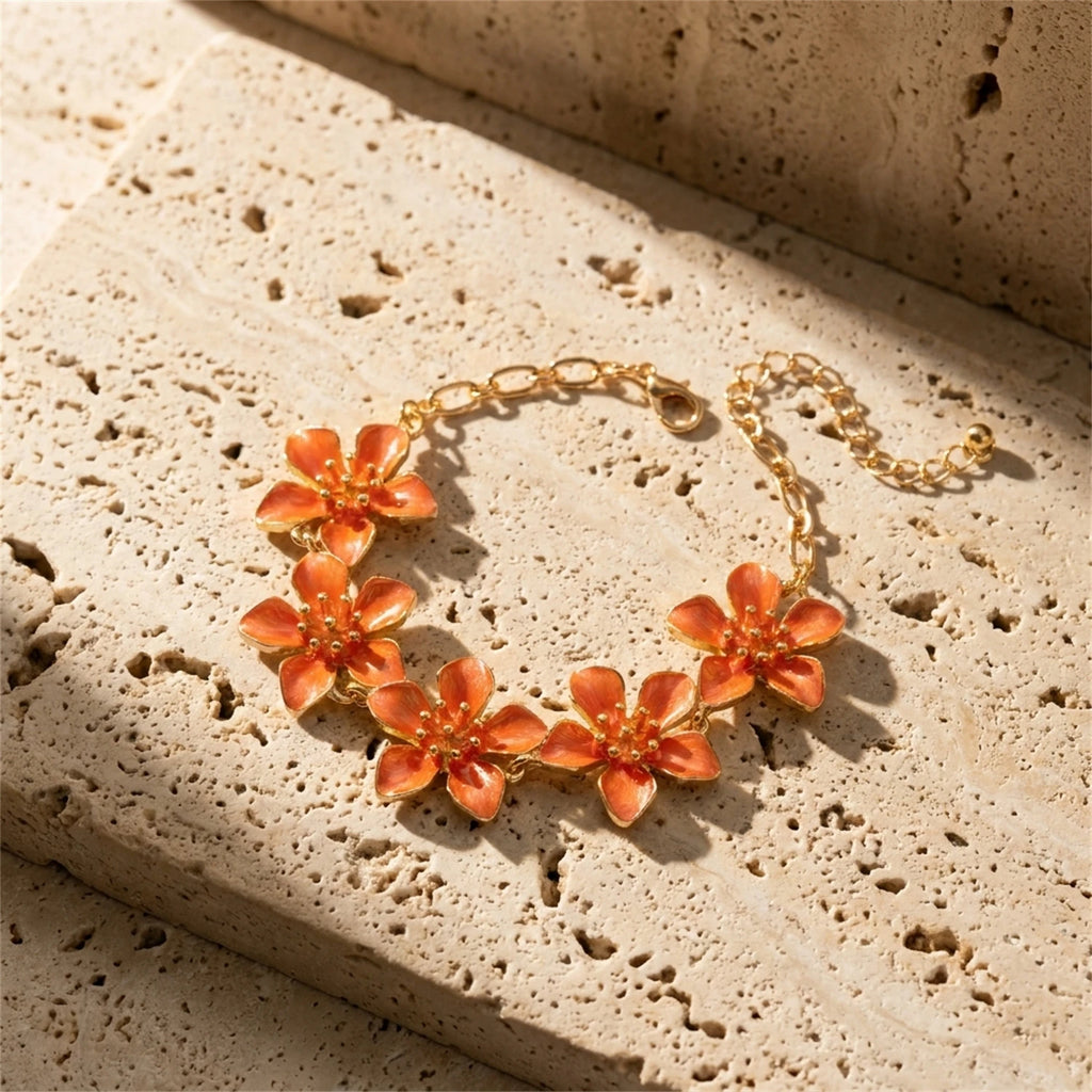Hawaiian White Enamel Flower Anklet for Women Gold Color Tropical Beach Floral Ankle Bracelet Summer Vacation Foot Jewelry