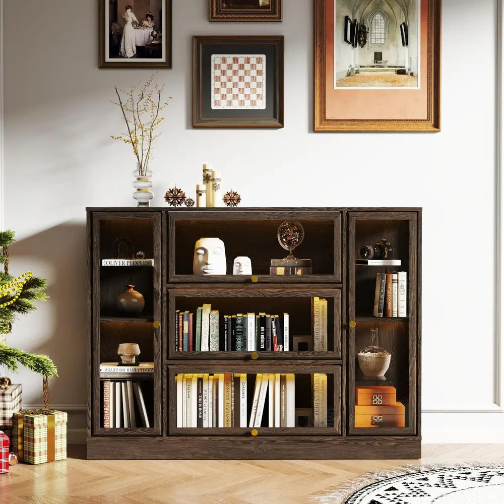 Cabinet with Acrylic Glass Doors,Extra Wide Curio Cabinet with LED Lighting for Collectibles, Collectibles Toy Organizers Rack