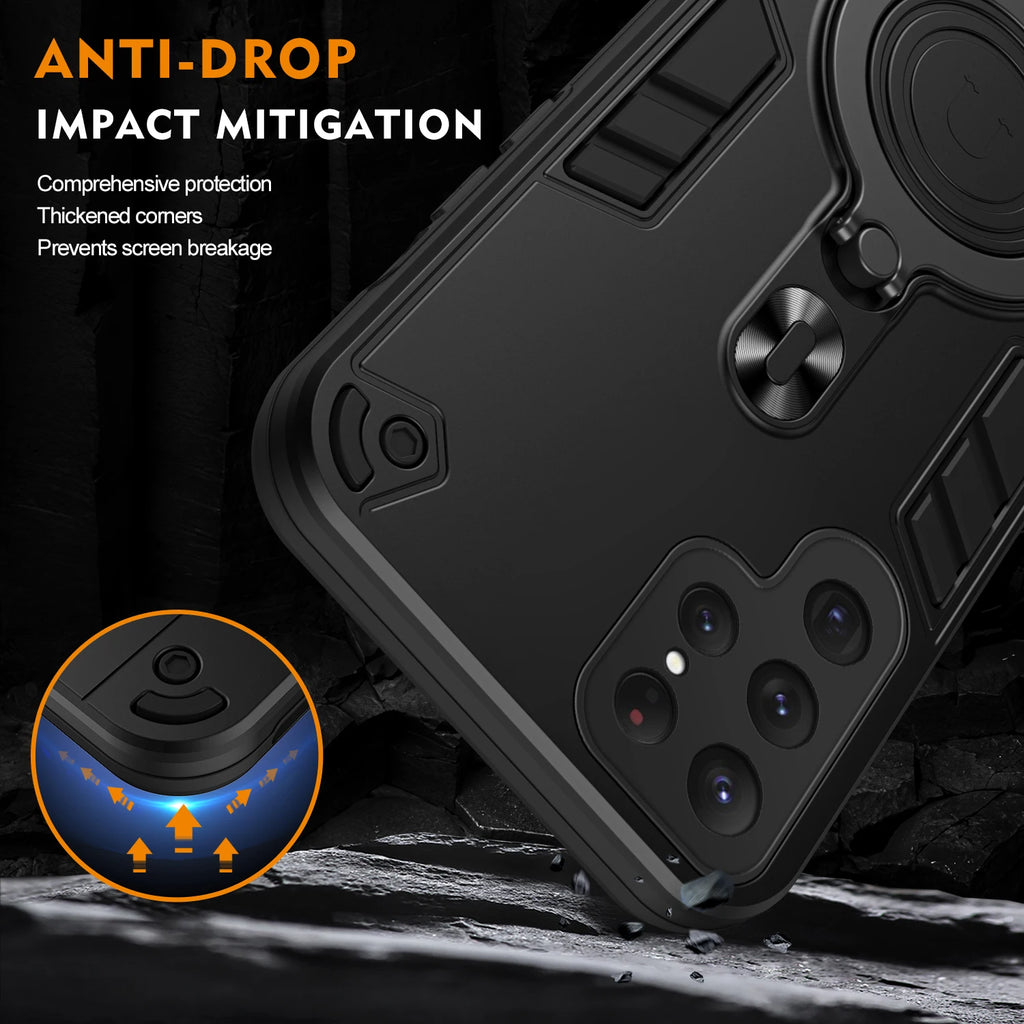 New 360 ° Rotating Metal Car Bracket Ring Reverse Magsafe Magnetic Armor Phone Case For Samsung Galaxy S25 S24 Ultra S23 FE