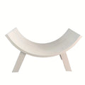 Chic U-Shaped Wooden Stool, Distressed White Solid Wood, Half-Round Photography Prop & Posture Corrector
