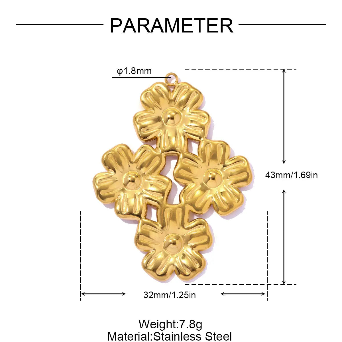 3Pcs/Lot Stainless Steel Flower Sun Charms Gold Color Pendant For DIY Making Earrings Necklace Fashion Accessories Wholesale