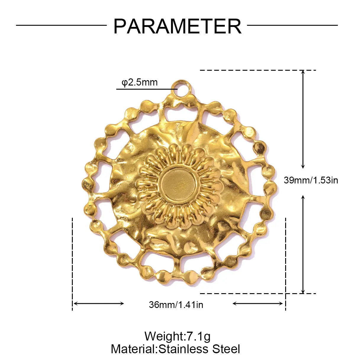 3Pcs/Lot Stainless Steel Flower Sun Charms Gold Color Pendant For DIY Making Earrings Necklace Fashion Accessories Wholesale