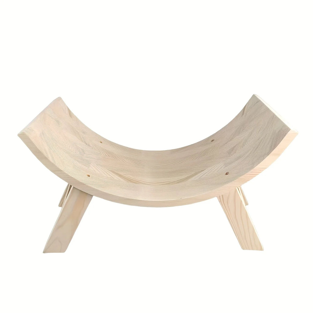 Chic U-Shaped Wooden Stool, Distressed White Solid Wood, Half-Round Photography Prop & Posture Corrector