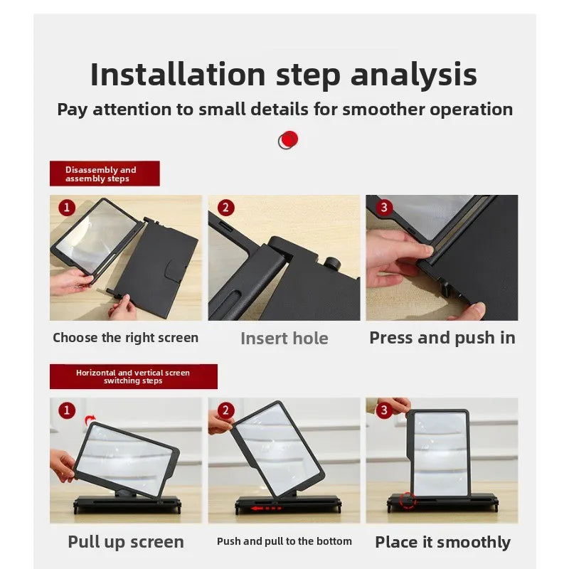 Mobile Phone  Ultra-clear Portable New Horizontal Strong Screen Third Generation 3d Magnifying Glass 12 Inch Screen Amplifier