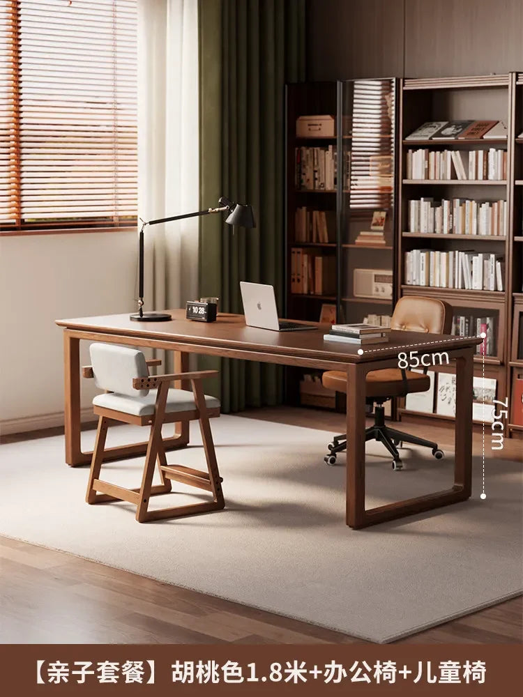 W5.19 Solid Wood Desk Study Room to Living Room Double Office Desk Workbench Home Desk